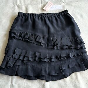 NWT Banana Republic Women's Lined Black Ruffle Mini Skirt Petite Zero